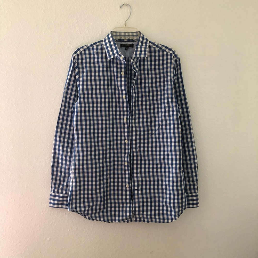 🆕Sz:M Men Banana Republic Blue&White Plaid Shirt